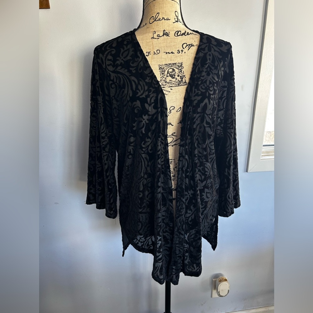 Peach love kimono black velvet flared sleeves fairy whimsical goth vampire witch
